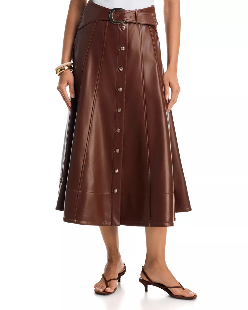 Cinq à Sept Briony vegan leather midi skirt in Espresso.