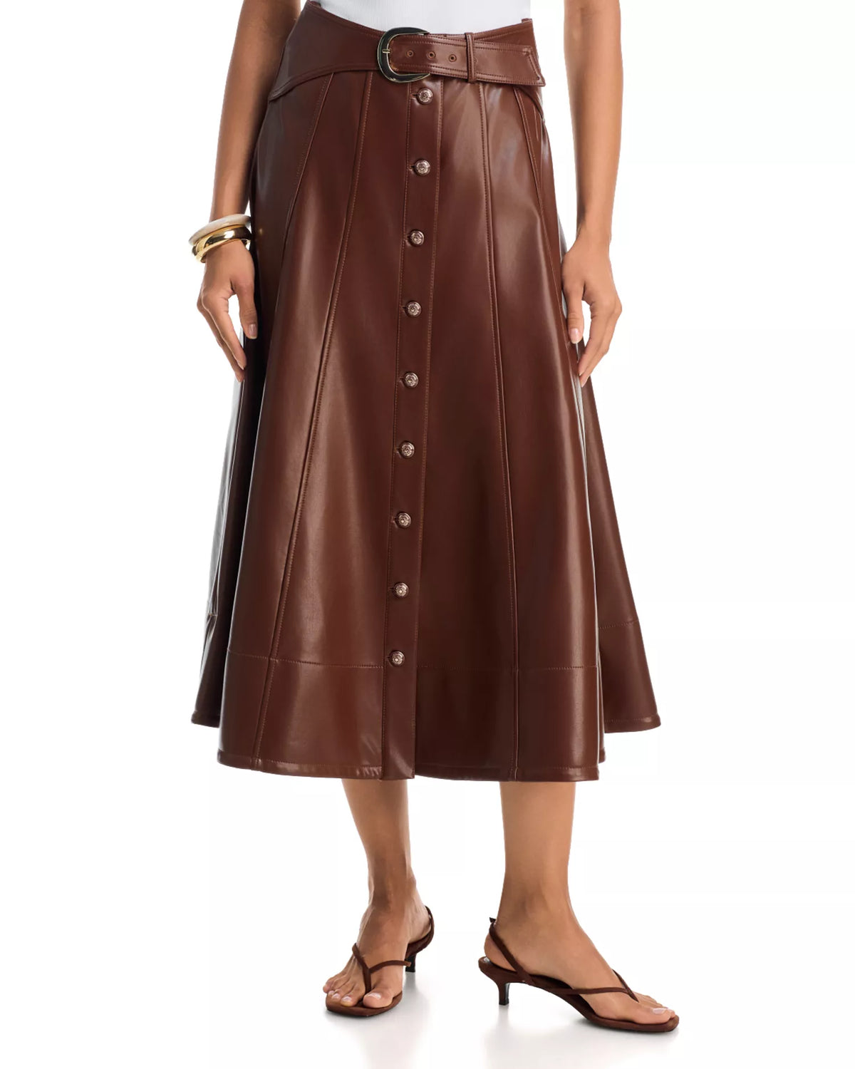 Cinq à Sept Briony vegan leather midi skirt in Espresso.