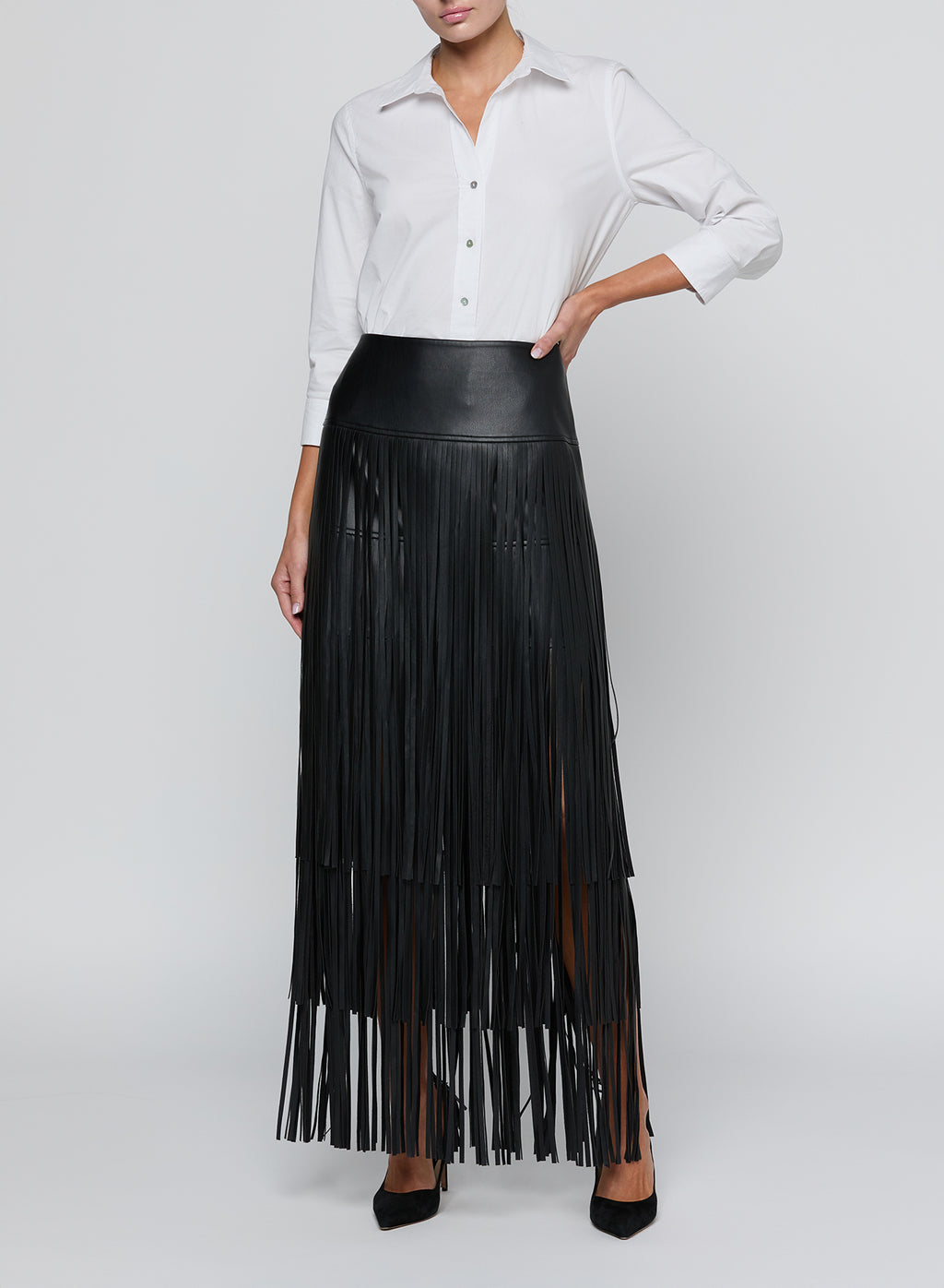 KAROLINE MAXI FRINGE SKIRT