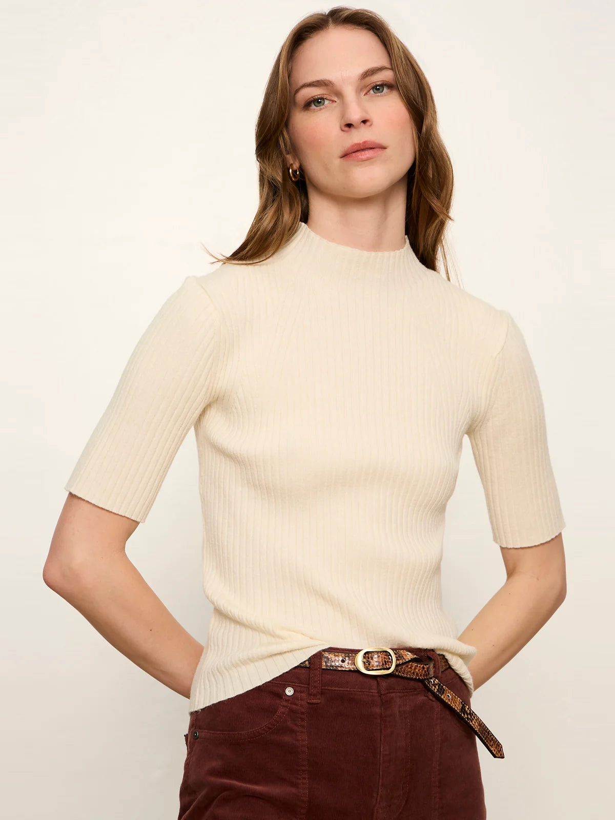 High Neck Ribbed Top