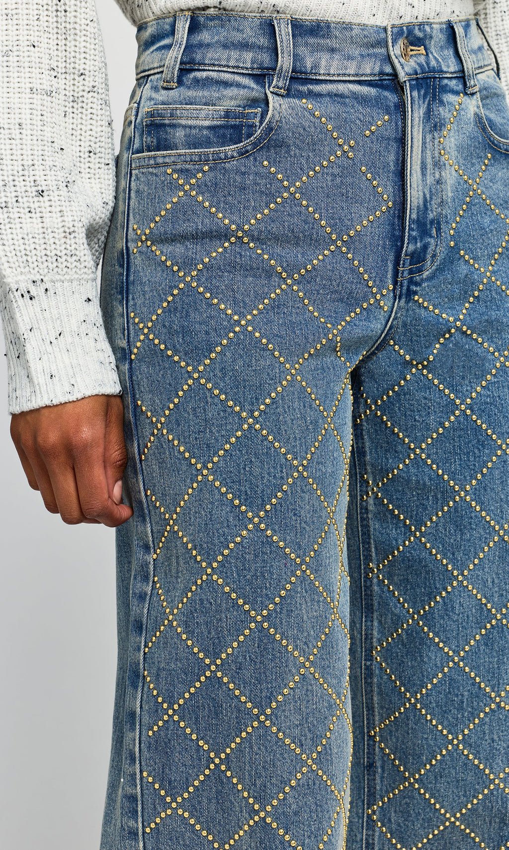 Staria Studded Plaid Jeans