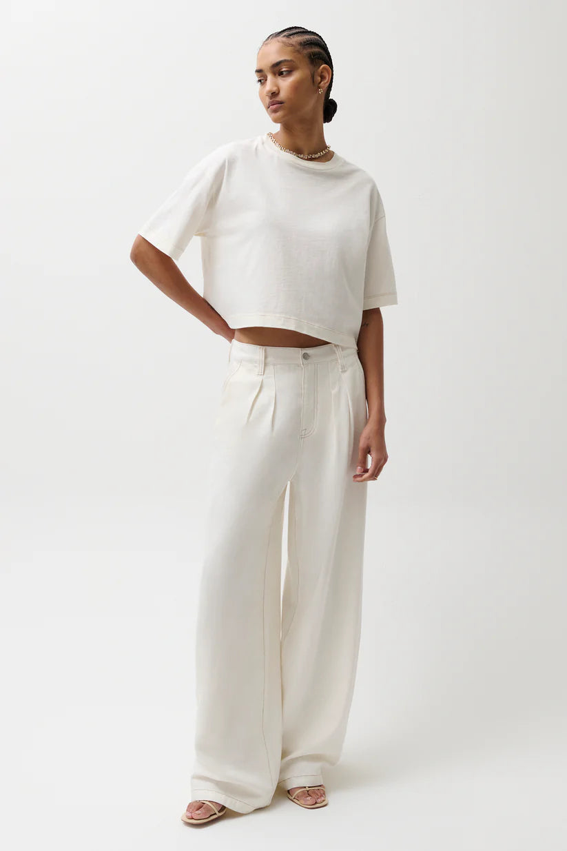 Delphine Pleated Denim Wide Leg