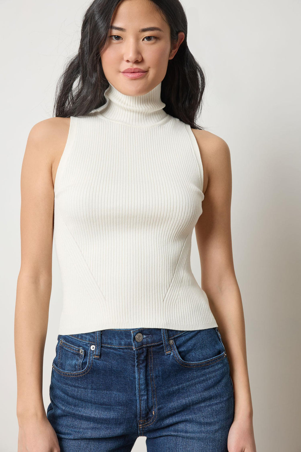 Rib Turtleneck Shell Sweater