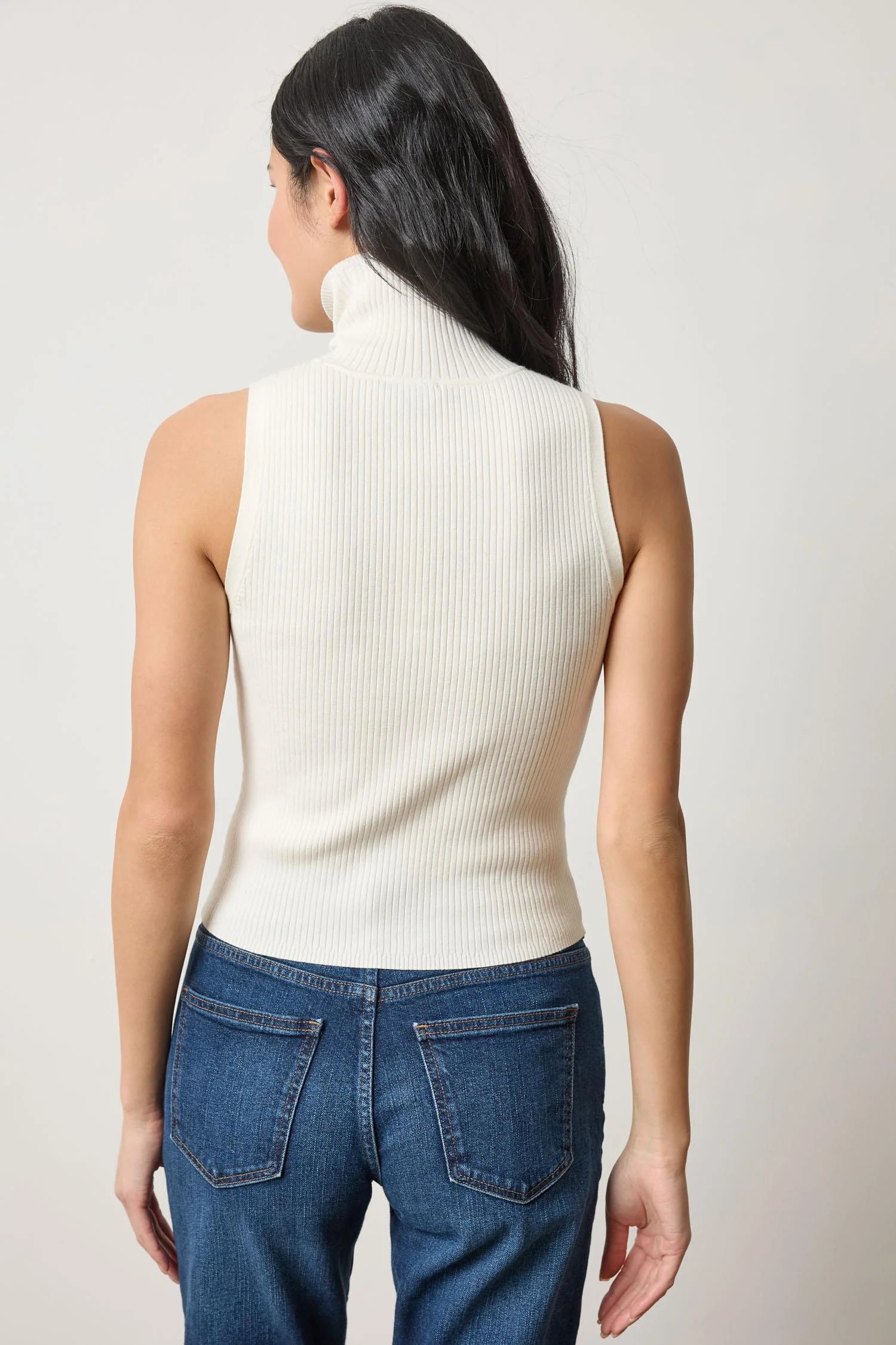 Rib Turtleneck Shell Sweater