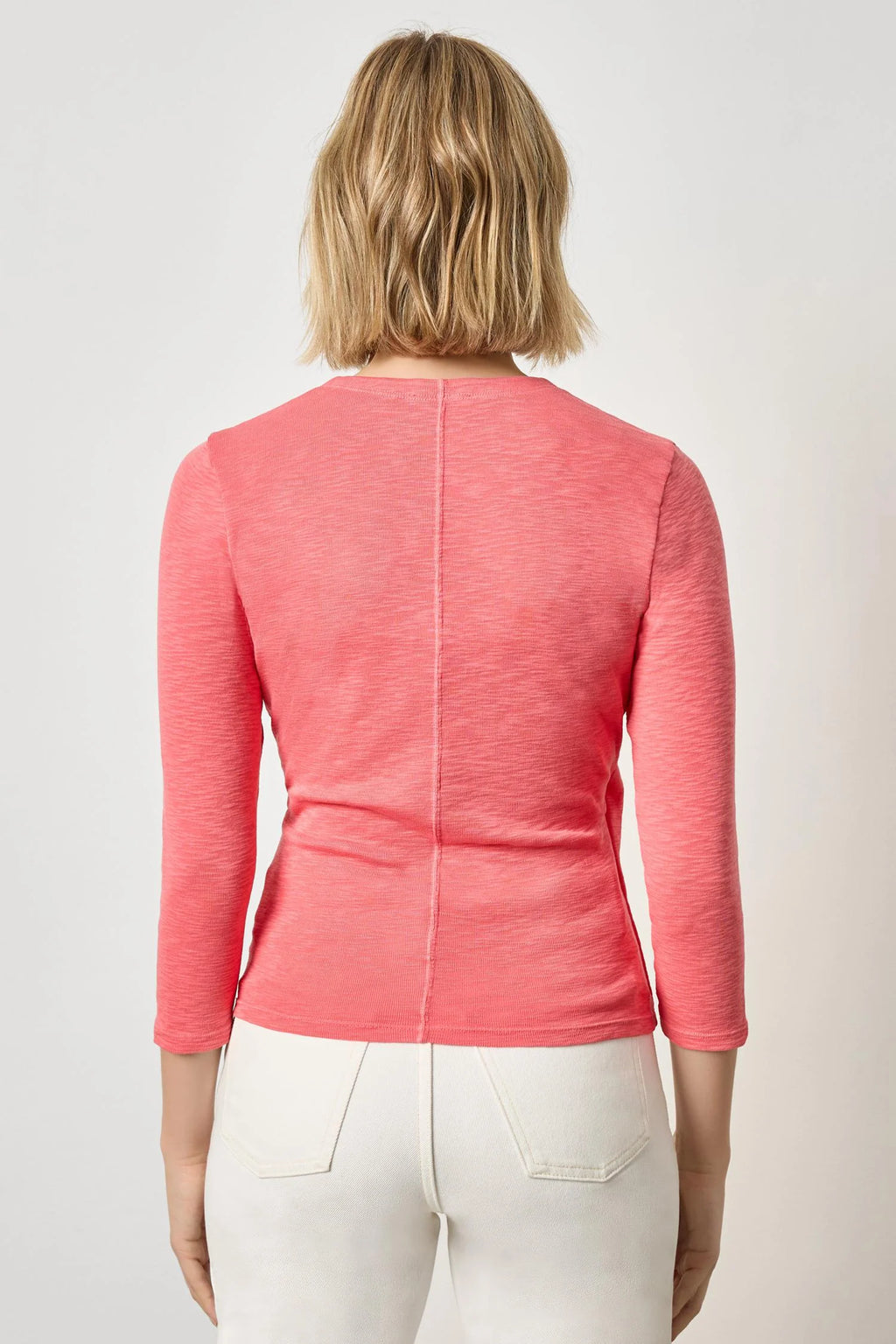 Ribbed 3/4 Sleeve Surplice