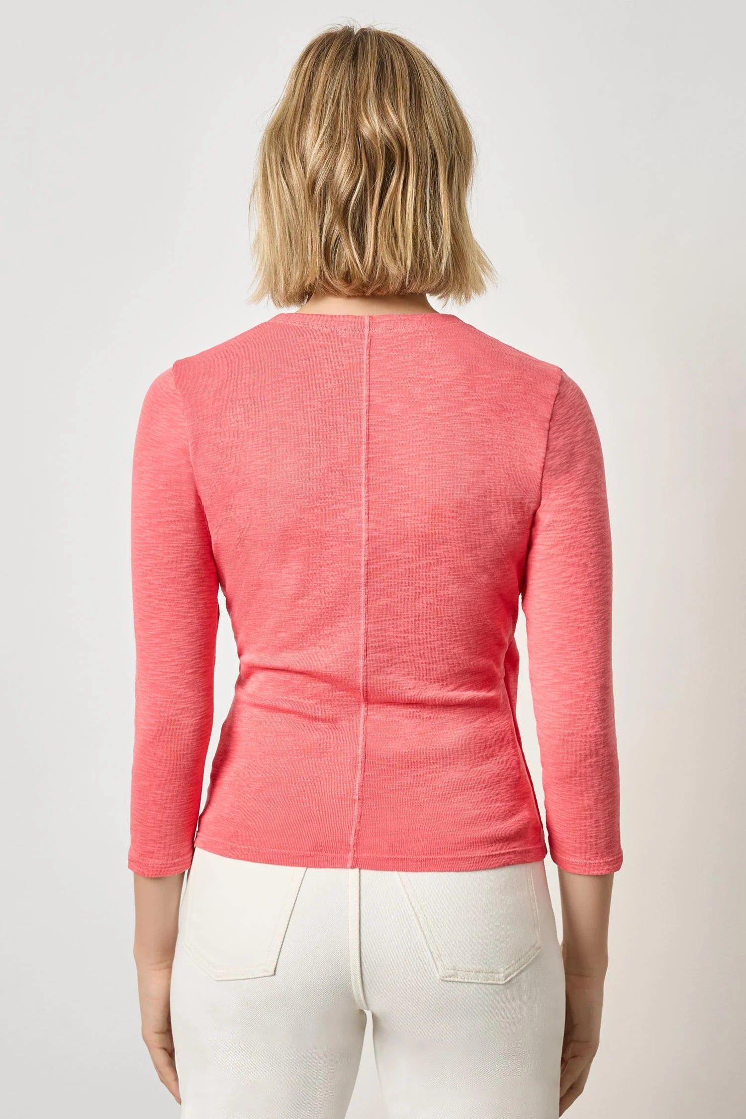 Ribbed 3/4 Sleeve Surplice