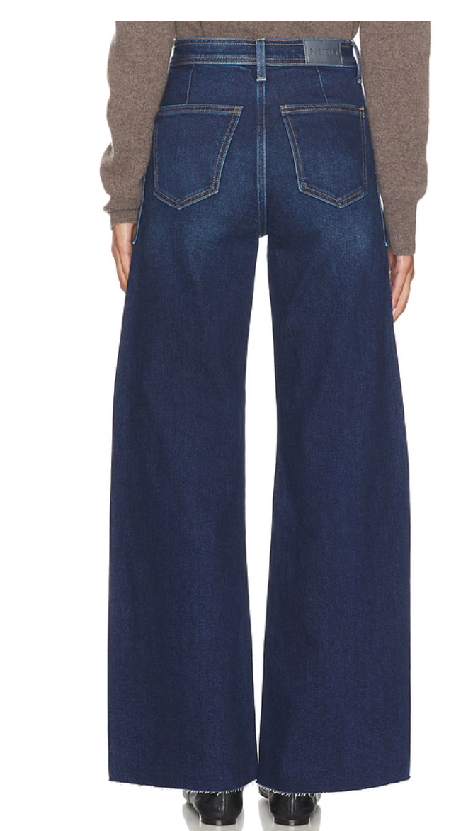 Pistola Penny Utility High Rise Wide Leg Jean in Collins wash, back view on model.