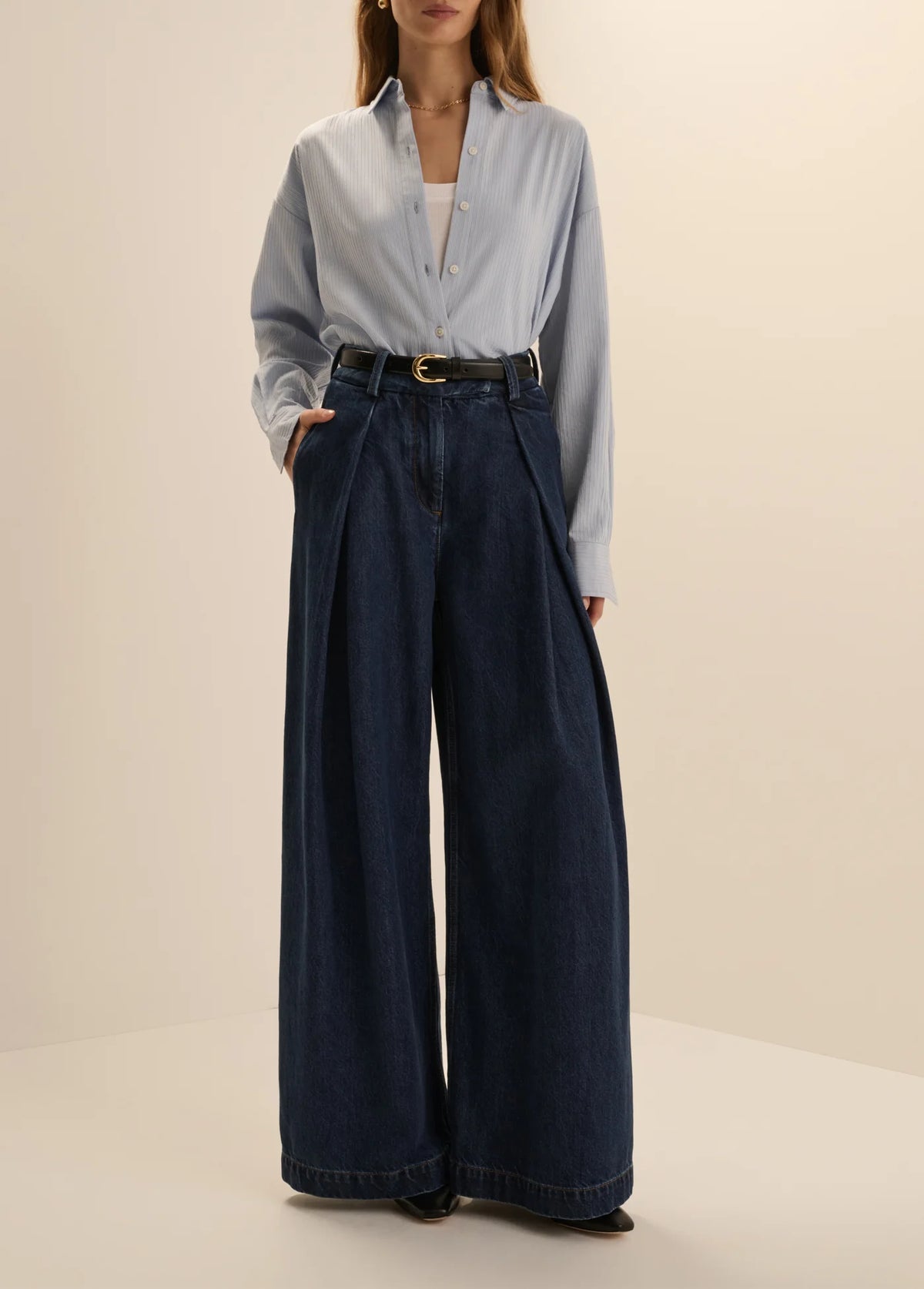 Petite Denim Pleats for Days
